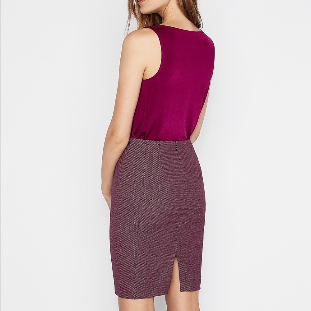 Express High Waisted Twill Seamed Pencil Skirt - Picture 2 of 7